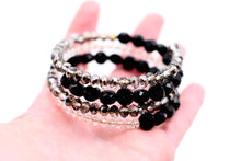 Load image into Gallery viewer, Black & Gray Beaded Wrap Bracelet