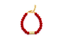 Load image into Gallery viewer, Red & Gold Textured Bead Bracelet