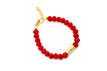 Load image into Gallery viewer, Red & Gold Textured Bead Bracelet