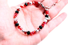 Load image into Gallery viewer, Red, Green & Silver Beaded Bracelet
