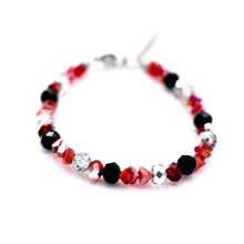 Load image into Gallery viewer, Red, Green & Silver Beaded Bracelet