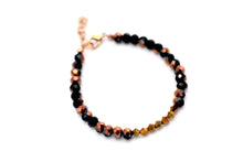 Load image into Gallery viewer, Black, Copper & Gold Beaded Bracelet
