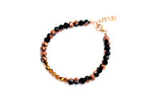 Load image into Gallery viewer, Black, Copper & Gold Beaded Bracelet