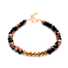 Load image into Gallery viewer, Black, Copper & Gold Beaded Bracelet