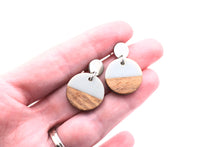 Load image into Gallery viewer, Gray Wood Dangle Earrings