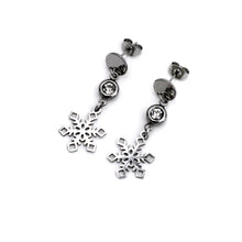 Load image into Gallery viewer, Silver Snowflake Earrings
