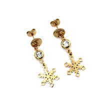 Load image into Gallery viewer, Gold Snowflake Earrings
