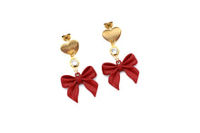 Load image into Gallery viewer, Red Bow Earrings