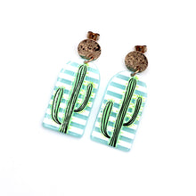Load image into Gallery viewer, Green Cactus Earrings