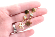 Load image into Gallery viewer, Gold Snowflake Earrings