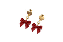 Load image into Gallery viewer, Red Bow Earrings