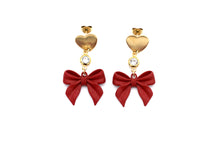 Load image into Gallery viewer, Red Bow Earrings