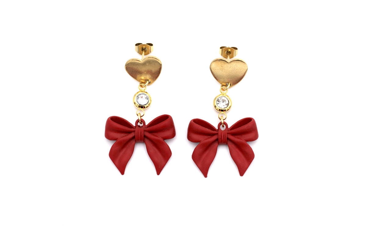 Red on sale bow earrings