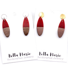 Load image into Gallery viewer, Red Wood Earrings
