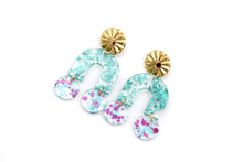 Load image into Gallery viewer, Teal Fleck U Dangles