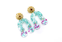 Load image into Gallery viewer, Teal Fleck U Dangles