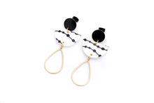 Load image into Gallery viewer, Black & White Gold Teardrop Dangles