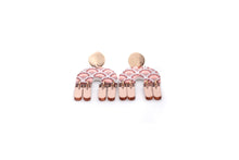 Load image into Gallery viewer, Mint & Rose Gold Arch Dangles