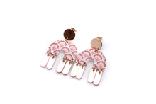 Load image into Gallery viewer, Mint & Rose Gold Arch Dangles