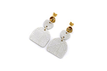 Load image into Gallery viewer, Tan Tribal Print Dangles