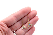 Load image into Gallery viewer, Gold Crescent Boho Threader Earrings