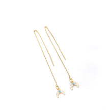 Load image into Gallery viewer, Gold Crescent Boho Threader Earrings