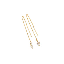 Load image into Gallery viewer, Gold Cross Threader Earrings