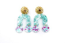 Load image into Gallery viewer, Teal Fleck U Dangles