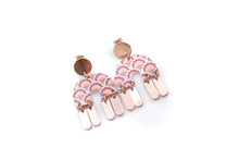 Load image into Gallery viewer, Mint & Rose Gold Arch Dangles
