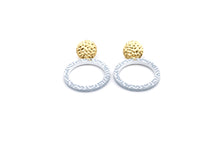 Load image into Gallery viewer, Blue Cutout Circle White Print Dangles