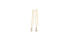 Load image into Gallery viewer, Gold Cross Threader Earrings