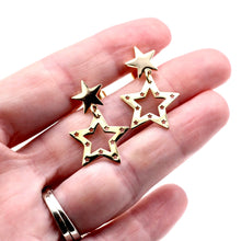 Load image into Gallery viewer, Gold Double Star Earrings