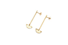 Load image into Gallery viewer, Gold Bar Crescent Dangles