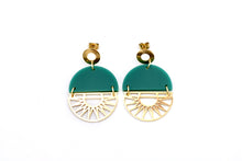 Load image into Gallery viewer, Green Geometric Boho Earrings