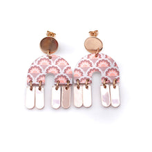 Load image into Gallery viewer, Mint & Rose Gold Arch Dangles