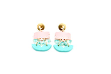Load image into Gallery viewer, Pink Flower Earrings