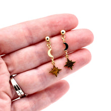 Load image into Gallery viewer, Dainty Star & Moon Dangles