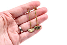Load image into Gallery viewer, Gold Bar Crescent Dangles