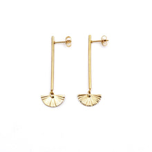 Load image into Gallery viewer, Gold Bar Crescent Dangles