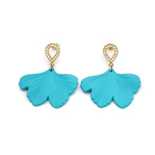 Load image into Gallery viewer, Turquoise Ginkgo Dangles