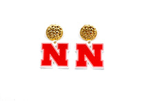 Load image into Gallery viewer, Nebraska Huskers N Dangle Earrings