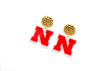 Load image into Gallery viewer, Nebraska Huskers N Dangle Earrings
