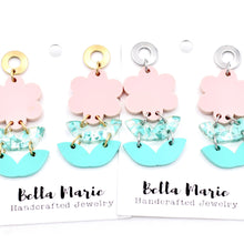 Load image into Gallery viewer, Pink Flower Earrings