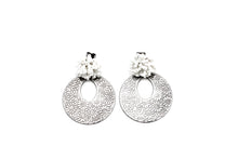 Load image into Gallery viewer, Silver Floral Circle Earrings