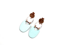 Load image into Gallery viewer, Mint & Rose Gold Earrings