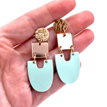 Load image into Gallery viewer, Mint & Rose Gold Earrings