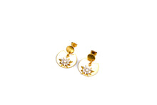 Load image into Gallery viewer, Rhinestone Star Crescent Earrings
