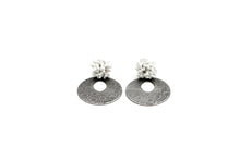 Load image into Gallery viewer, Silver Floral Circle Earrings