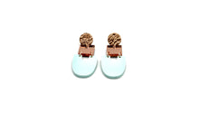 Load image into Gallery viewer, Mint & Rose Gold Earrings