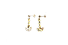 Load image into Gallery viewer, Gold Fan Dangle Earrings